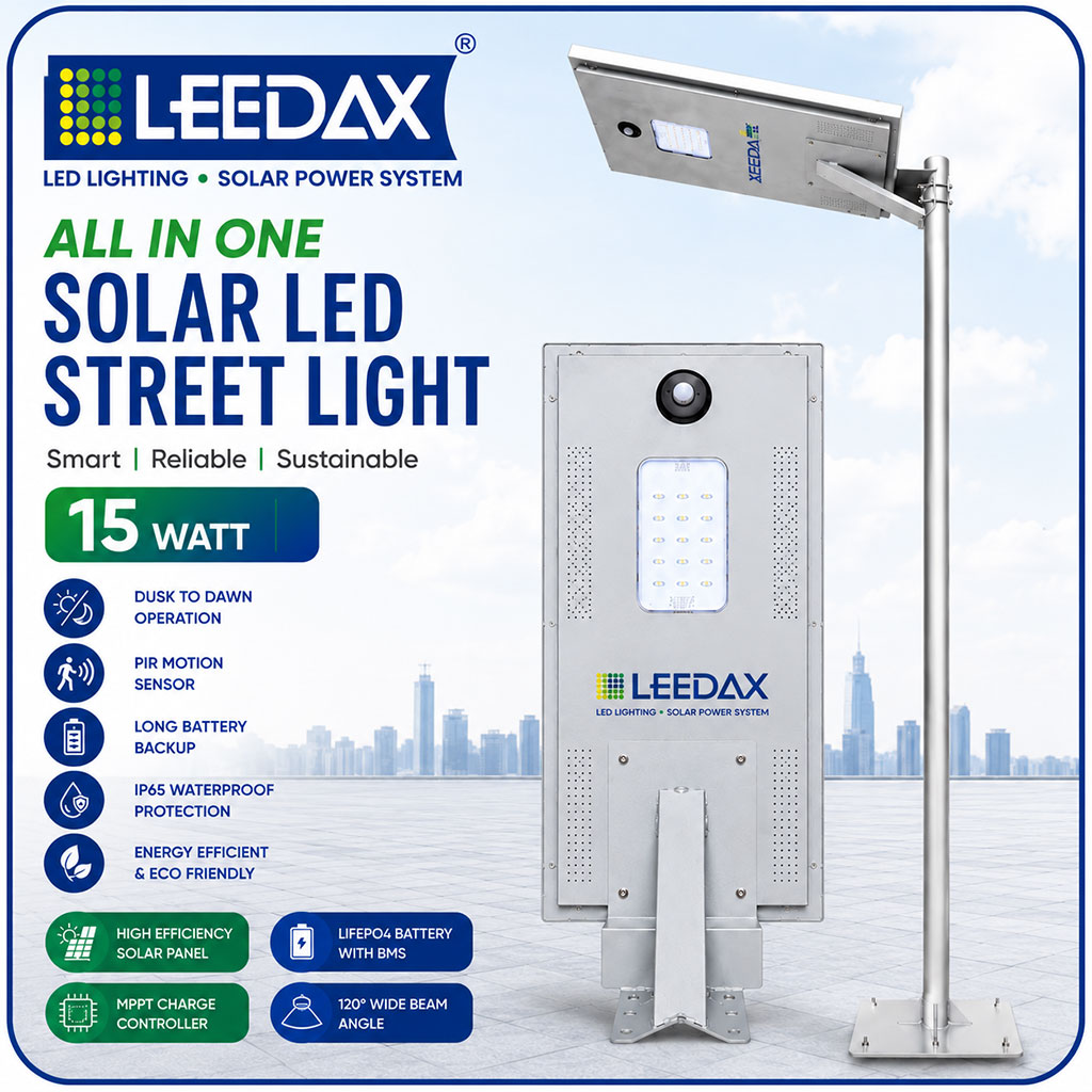 15 Watt All in One Solar Street Light With Motion Sensor