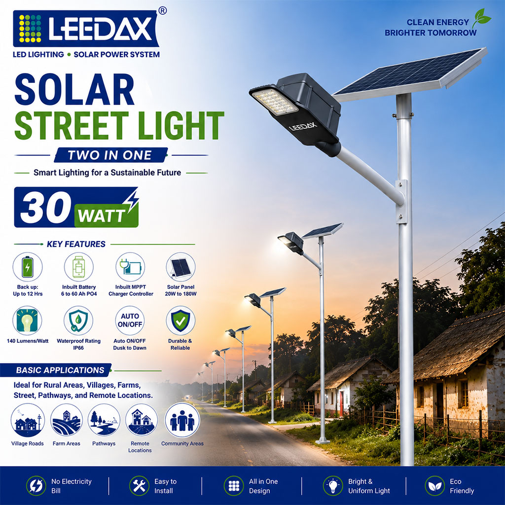 30 Watt Two in One Solar Street Light